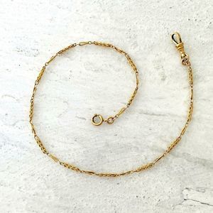 Antique Very Fancy Bar Link Pocket Watch Chain Choker Necklace Gold Filled 14" L